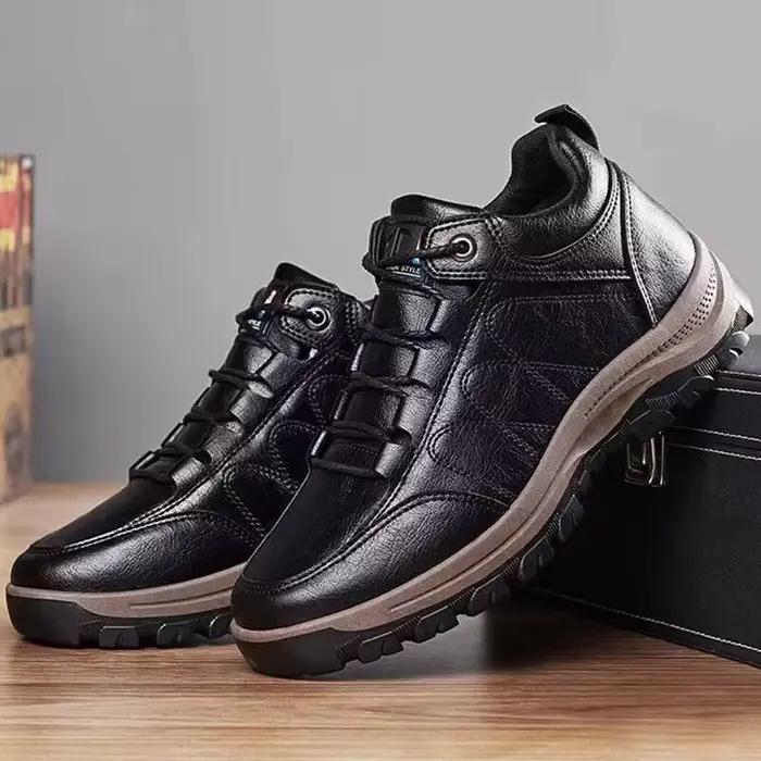 Chaussures de randonnée homme hiver cuir bout rond semelle épaisse caoutchouc confort randonnée plein air bottes de sport occassions spéciales