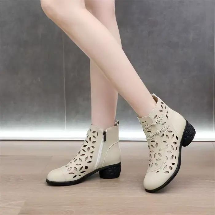 Bottines en cuir ajouré pour femmes