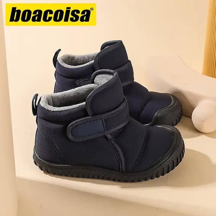 Bottes courtes d'hiver pour enfants, chaussures d'extérieur antidérapantes, imperméables, en peluche douce, pour filles et garçons, baskets chaudes et imperméables pour enfants
