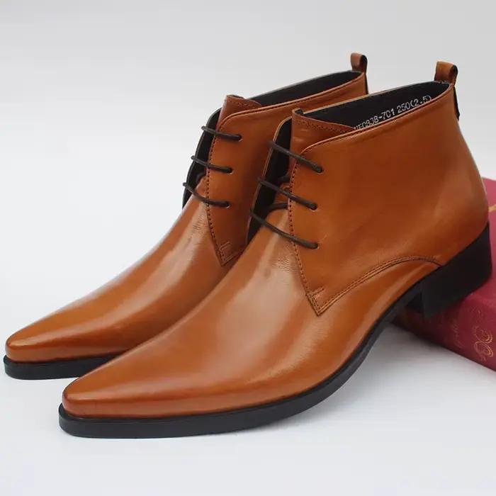 Version européenne de bottes montantes en cuir pour hommes