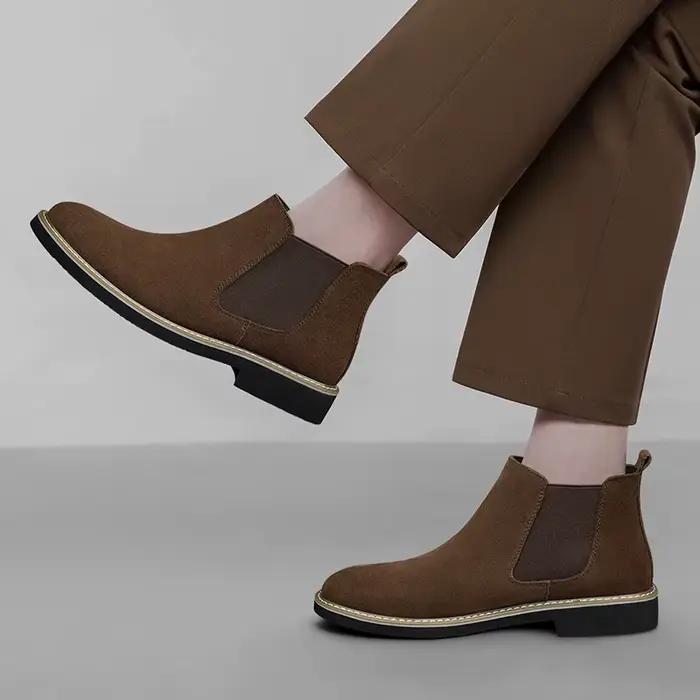 CLOHOO Bottes en jean polyvalentes pour homme, automne-hiver, confortables, à surface douce, bottines simples, décontractées, style business, à enfiler