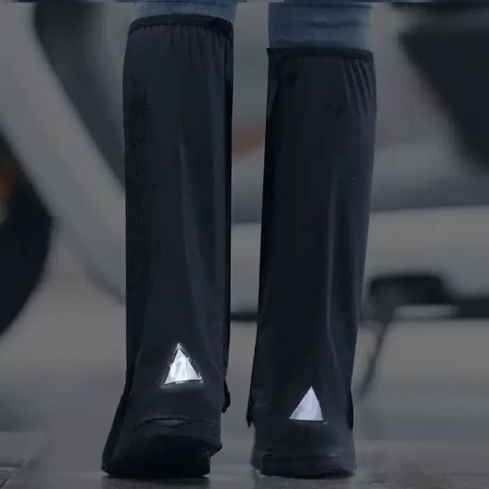 Couvre-chaussures imperméables pour bottes de pluie, antidérapants, couvre-chaussures hautes, anti-poussière, réglables et réutilisables, ensemble de bottes de pluie à Tube haut