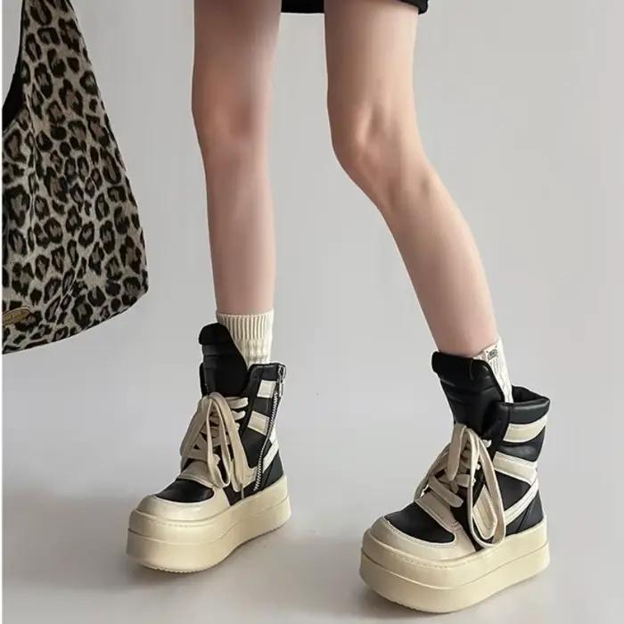 Chaussures pour femmes bottines à la mode rétro haut de gamme