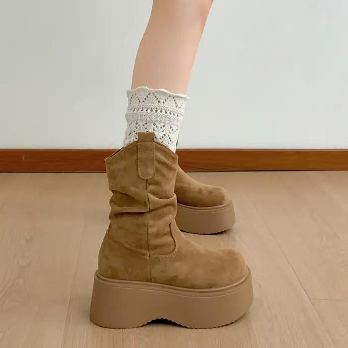 Bottines à plateforme épaisse pour femme