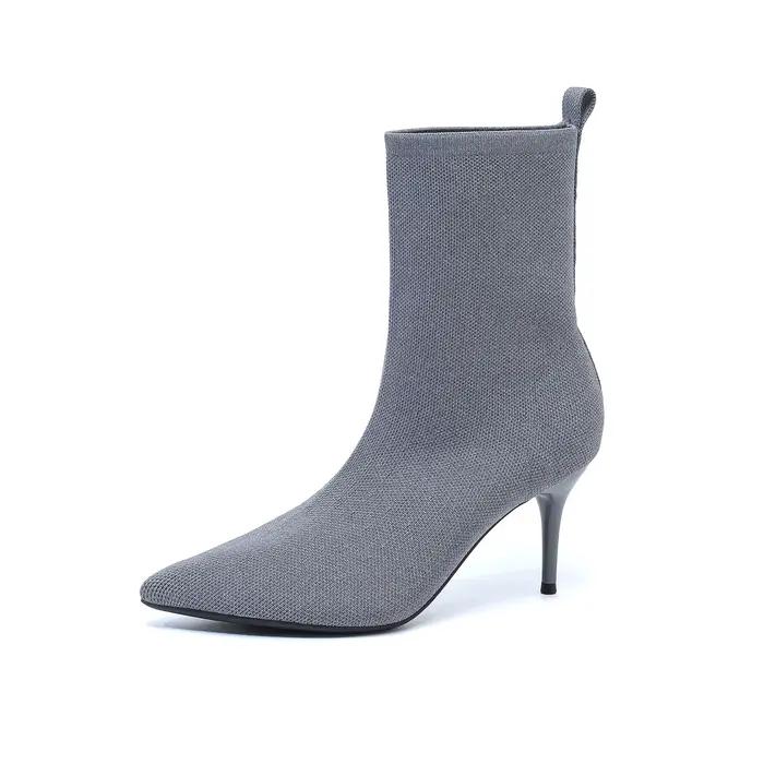 Bottes simples décontractées pour femmes en polyester avec talons fins pour différentes occasions spéciales