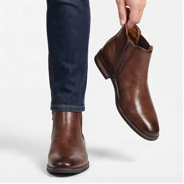 Bottes Chelsea pour hommes, marque de mode, bottes à la cheville en cuir confortables