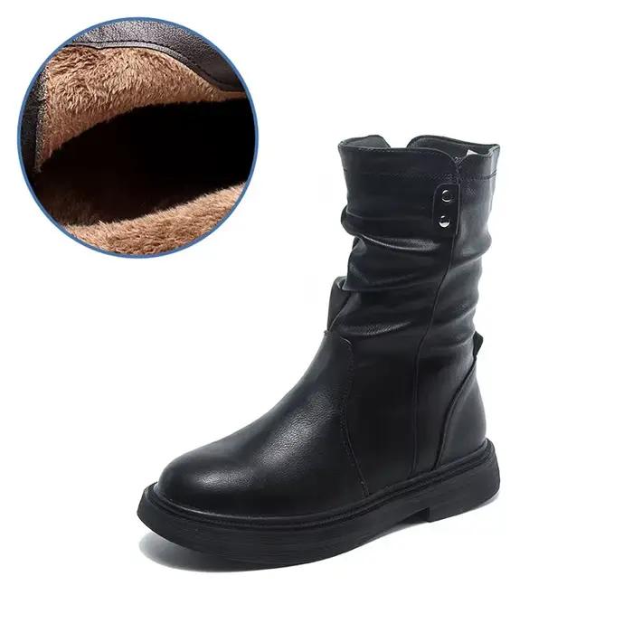 Bottes polyvalentes pour femmes printemps automne PVC étanches talon rond bout rond occasionnelles décontractées