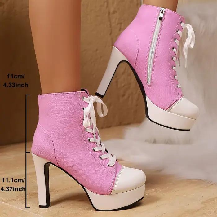 Bottines en toile à plateforme pour femmes