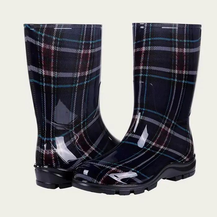 Bebealy mode bottes de pluie pour femmes été jardin chaussures de pluie classique doux travail anti-dérapant bottes imperméables maison femmes bottes