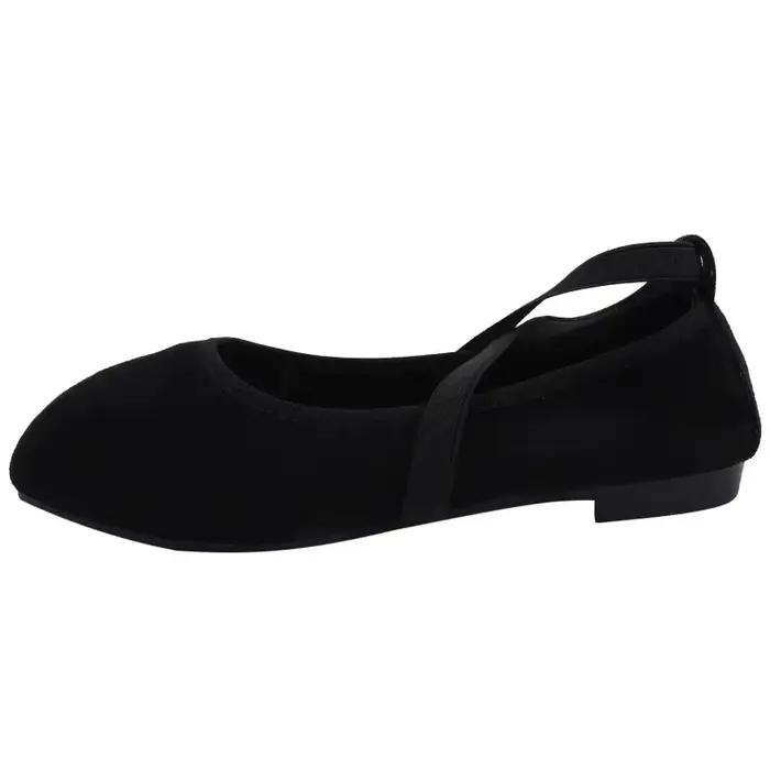 Chaussures plates de luxe Mary Janes pour femmes en cuir synthétique avec semelle souple, bout rond, bande élastique et liaison croisée pour occasions décontractées