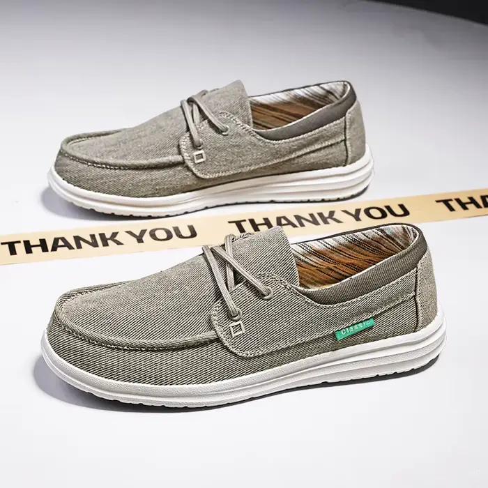 Mocassins d'été en toile décontractés et respirants pour hommes grandes tailles occasions estivales et décontractées