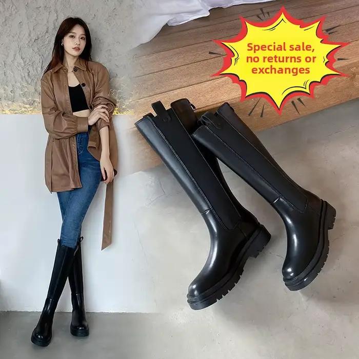 Bottes Chelsea à tube long élastique pour femmes