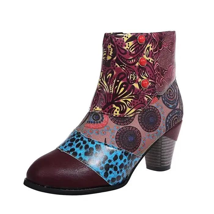 Bottes en cuir pour femmes grandes tailles mode rétro bout pointu talons aiguilles hiver tout-match occassions spéciales