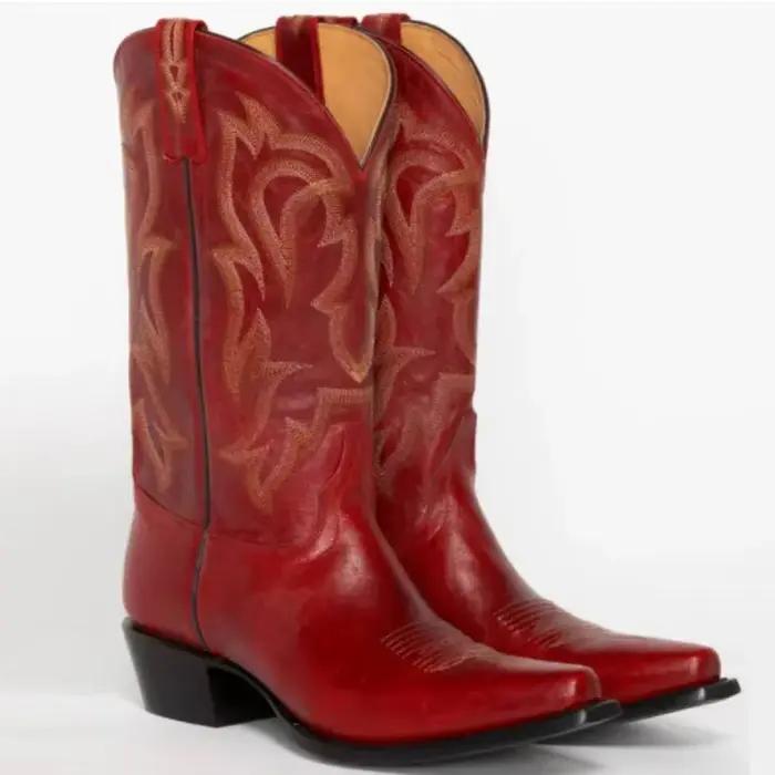 Bottes occidentales brodées automne hiver bottes de cow-girl rouge taille 34-43 chaussures pour dames