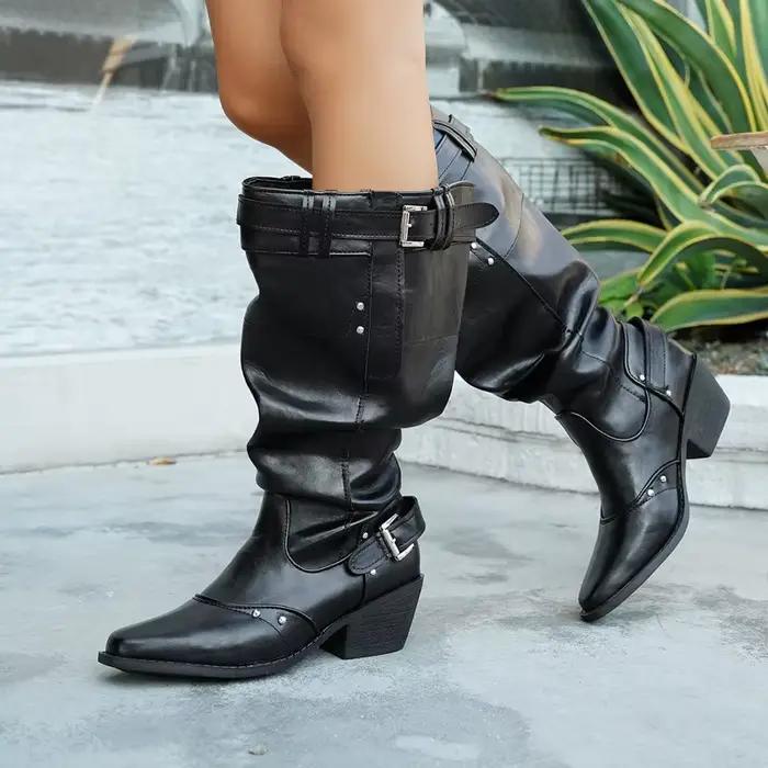 Bottes hautes plissées pour femmes