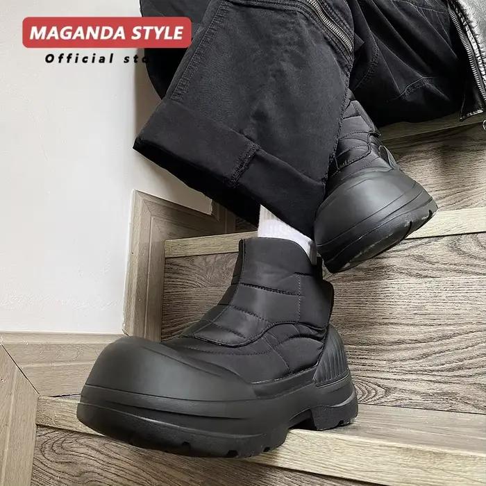 Bottes de neige à grosse tête pour hommes pour garder au chaud l'hiver chaussures en coton à semelles épaisses augmentant la hauteur pour les femmes imperméables pour le ski
