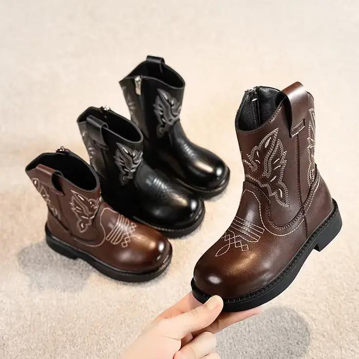Bottes de cowgirl en cuir PU pour filles, bottes courtes imperméables, bottes de cheval, bottes pour enfants occasions spéciales