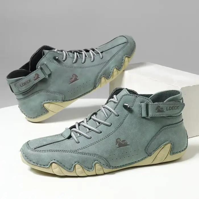 Bottes rétro pour hommes, simples, polyvalentes, imperméables, résistantes à l'usure, chaussures de marche à semelles souples, respirantes, confortables, bottes plates de voyage