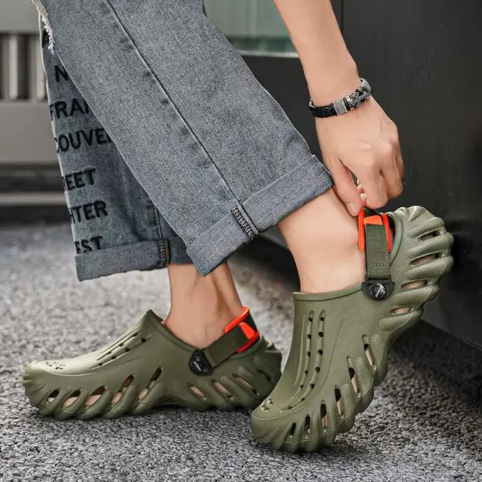Chaussures à enfiler pour hommes de marque - Chaussures perforées souples et confortables, imperméables pour l'extérieur, rehaussantes, chaussures de conduite en EVA