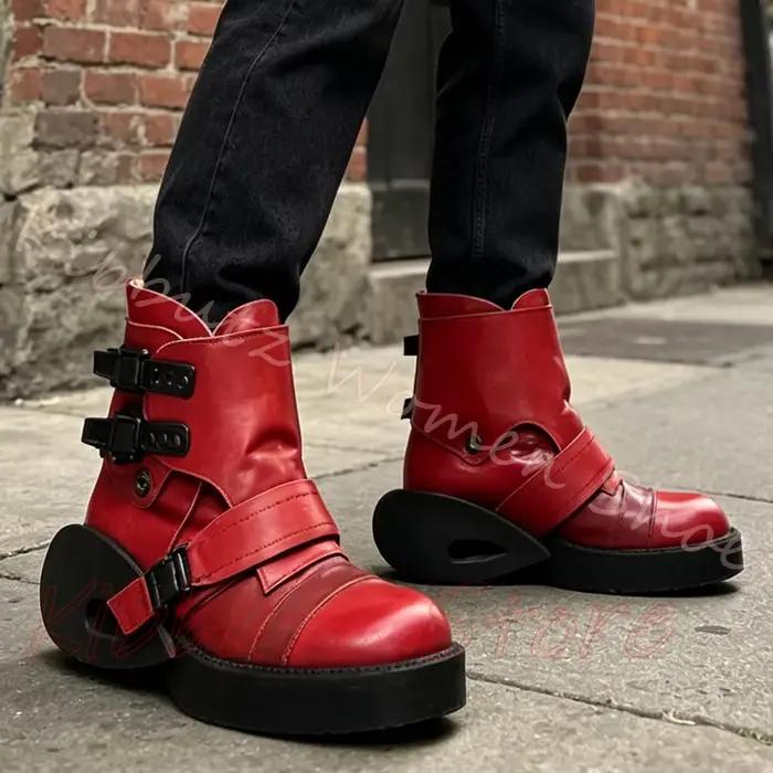 Bottines Cyberpunk pour femmes en cuir avec boucles mécaniques, semelle épaisse, style Y2K, chaussures de club, mode élégante et concrète, nouveauté