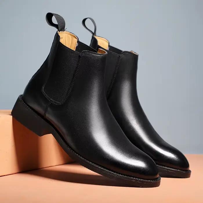 Bottes classiques rétro en cuir véritable pour hommes
