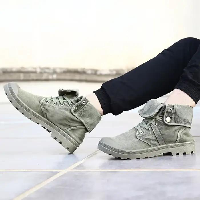 Bottes en toile vert armée pour hommes
