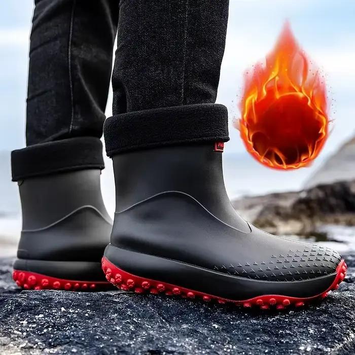 Bottes de pluie courtes pour hommes, antidérapantes, pour le travail, la pêche, le lavage de voiture, la protection du travail, chaussures aquatiques légères et durables en caoutchouc
