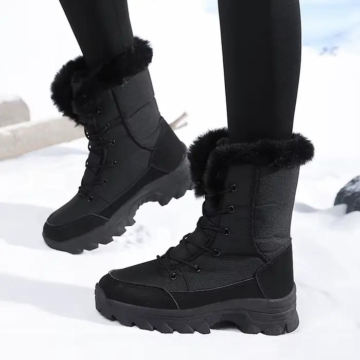 Bottes d'hiver imperméables et antidérapantes en viscose doublées de polaire pour femmes occasions hivernales et sports de neige