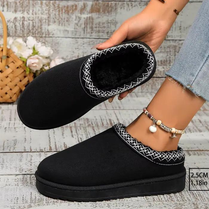 2025 nouvelles bottes de neige pour femmes décontracté sans lacet laine chaude maison de luxe élégant hiver marche Shopping mode chaussures plates grande taille