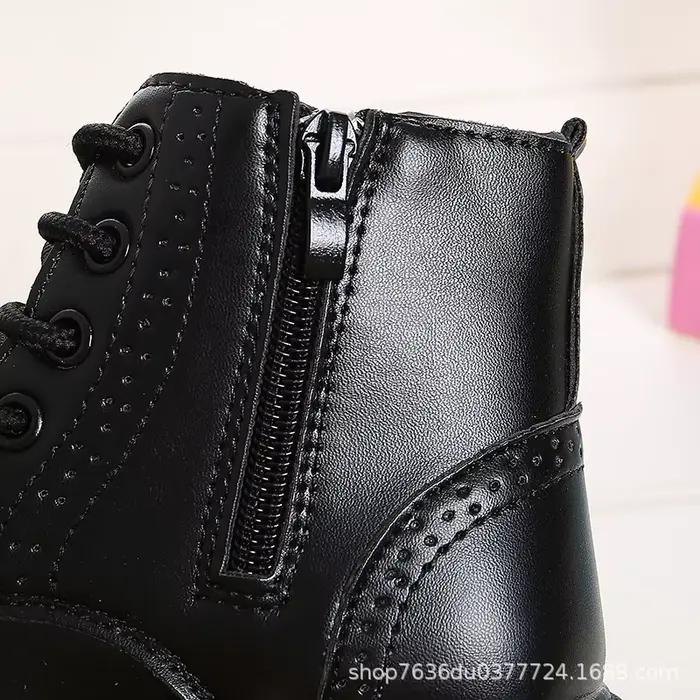 Bottes de marée pour garçons et filles, bottines classiques en cuir noir pour enfants, taille 21-37, fermeture éclair croisée, bottes de marée pour enfants, doux, automne
