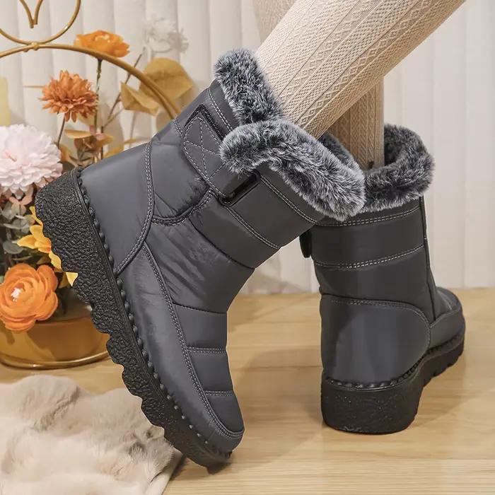 Bottines de neige imperméables pour femmes en fausse fourrure et peluche, grandes tailles, antidérapantes, chaudes, en coton pour les saisons froides et les activités extérieures