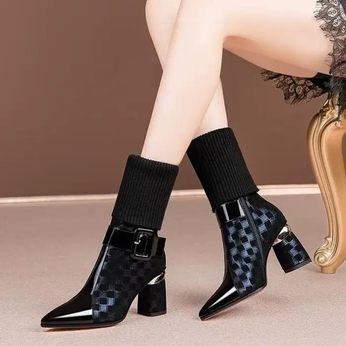 Bottines Chelsea en tricot à talons hauts pour femmes