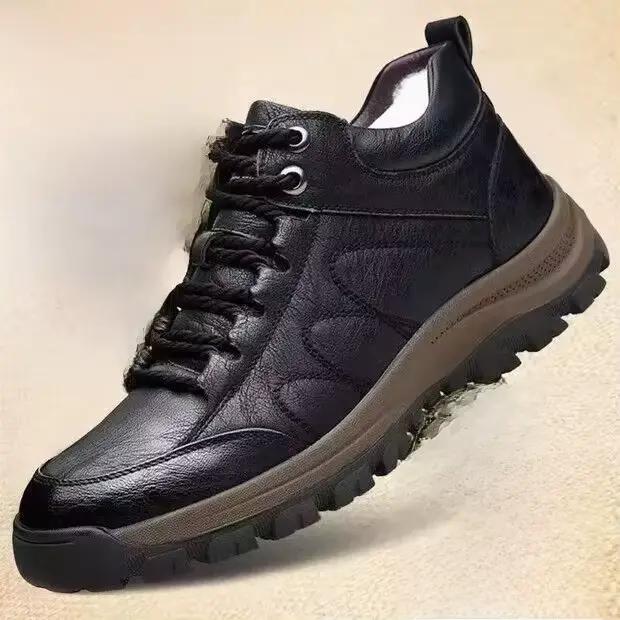 Chaussures de randonnée homme hiver cuir bout rond semelle épaisse caoutchouc confort randonnée plein air bottes de sport occassions spéciales