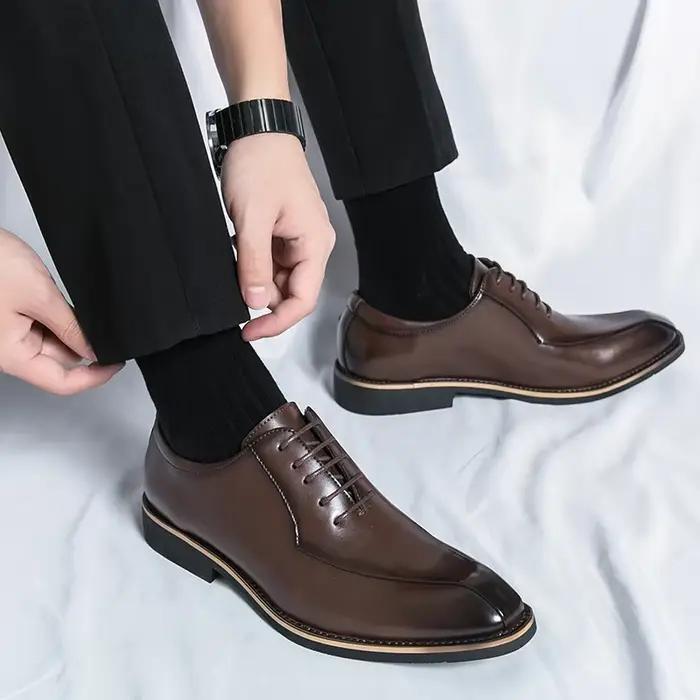 Chaussures Oxford en cuir verni à lacets pour hommes, cuir verni, robe de mariée formelle, zone de créateur, chaussures de luxe, nouveau