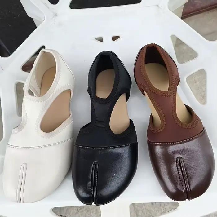 Chaussures Mary Janes pour femmes, style Tabi à bout fendu, baskets de marche d'été, mocassins décontractés à empiècements, ballerines de créateur