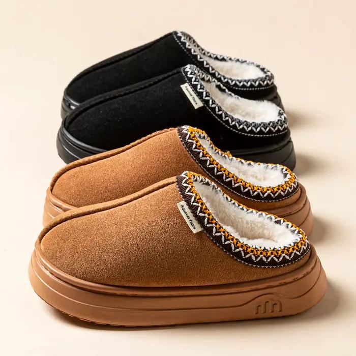 Hiver anti-dérapant femmes doux pantoufle bottes mode Couples extérieur décontracté intérieur flou chaud confort hommes en peluche Houseshoes filles