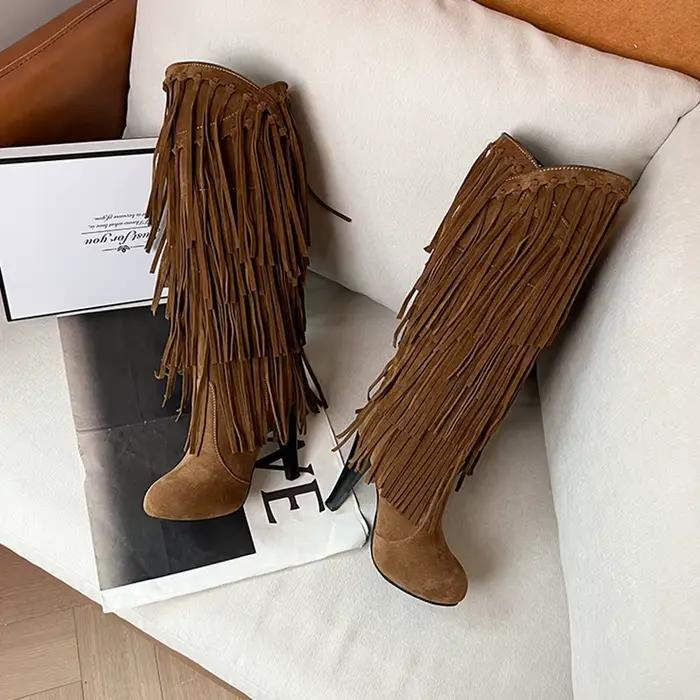 Bottes de princesse à talons hauts et col en V pour femmes