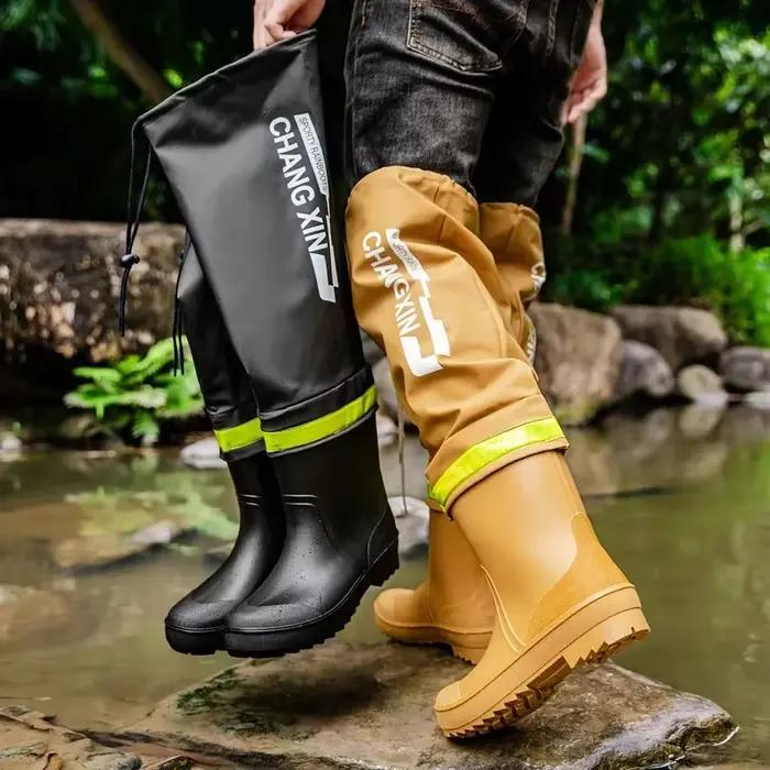 Hommes bottes de pluie mode genou longueur