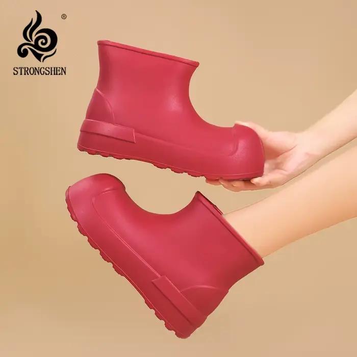 Bottes de pluie antidérapantes imperméables pour femmes de printemps à été en EVA avec semelles épaisse et bout rond pour cheville occassions spéciales et quotidienne
