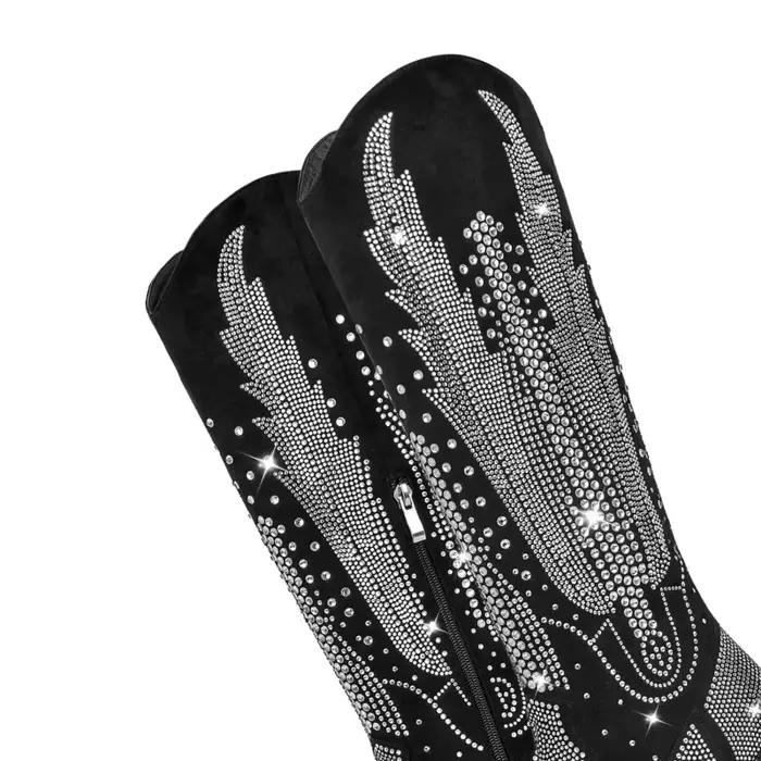 Bottes de cowboy rétro occidentales faites à la main pour femmes, bottes hautes au genou, biscuits chauds, performance européenne et américaine, mode de piste optique, talon
