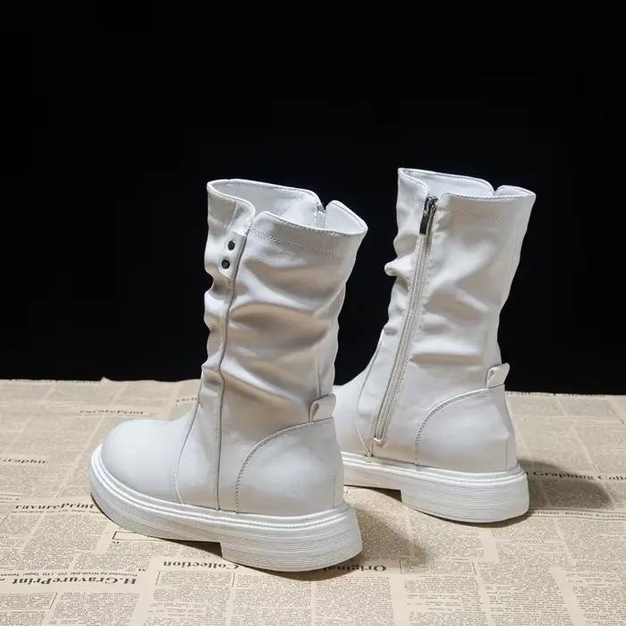 Bottes polyvalentes pour femmes printemps automne PVC étanches talon rond bout rond occasionnelles décontractées