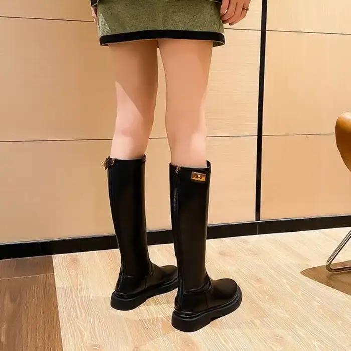 Chaussures bottes longues pour femmes marron hiver genou haute arbre