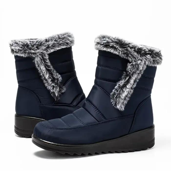 Bottes de neige imperméables en fausse fourrure pour femme
