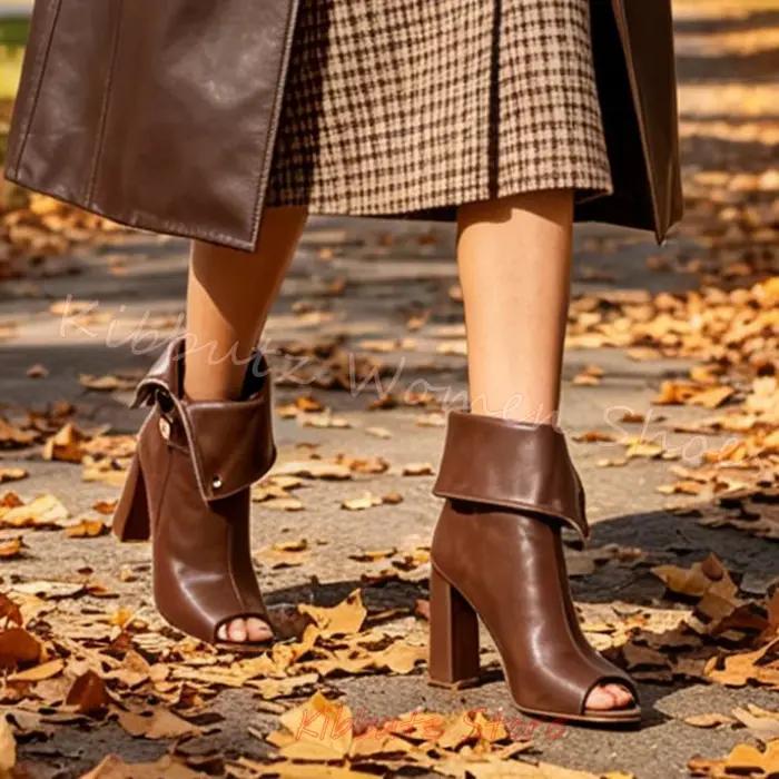 Bottines pour femmes à bout ouvert, talons carrés épais, fermeture éclair, style vintage, décontractées, en polyester, pour tenues de cérémonie et soirées formelles