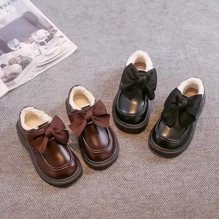 Chaussures en cuir pour enfants filles, nouvelle mode d'hiver 2021, Style coréen, fond souple, antidérapant, polyvalentes, chaussures de mariage de princesse