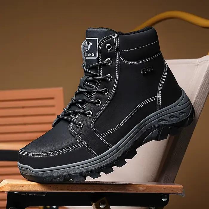 Bottines jaunes chaussures de Cowboy neige fourrure chaude baskets rembourré Trekking noir imperméable en cuir hommes chaussure de randonnée hiver été