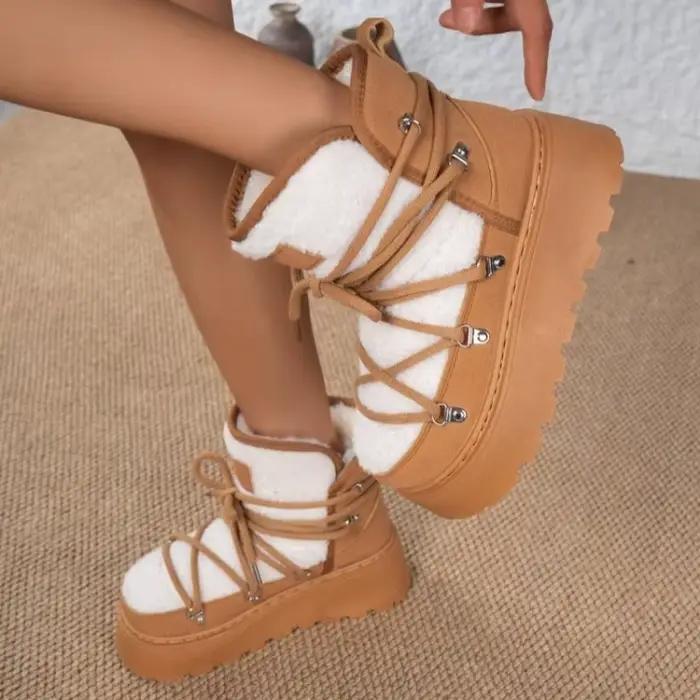 Bottines d'hiver pour femmes, bottes de ski imperméables antidérapantes à plateforme, bottes de luxe pour femmes, taille 36-42