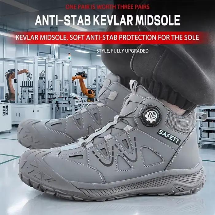 Bottes de sécurité pour hommes, chaussures de travail en cuir imperméables, semelle antidérapante, semelle intermédiaire en acier anti-perforation, chaussures de chantier