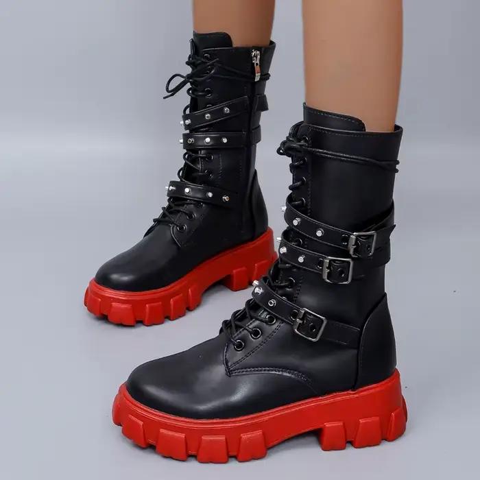 Bottes de luxe en cuir Pu pour femmes