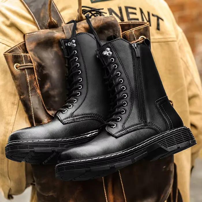 Bottes d'extérieur en cuir véritable pour hommes